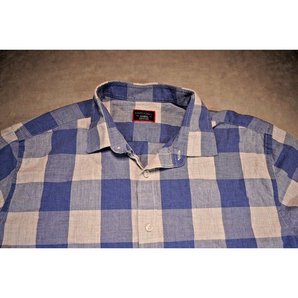 UNTUCKit Button Up‎ Shirt Mens Extra Large XL Blue Plaid Cotton